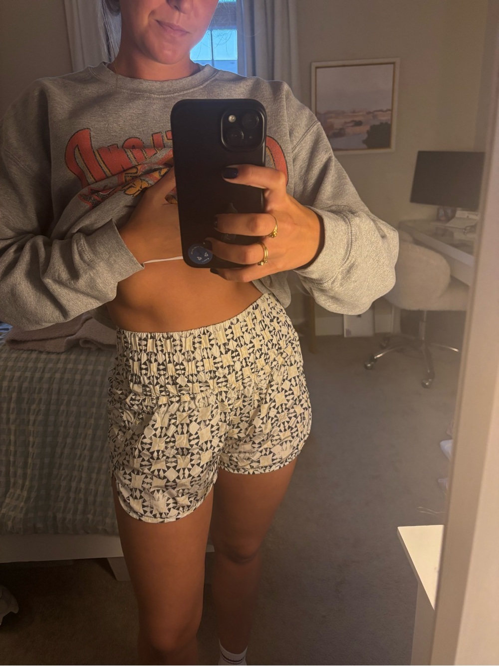 Free People Movement White and Black athletic shorts